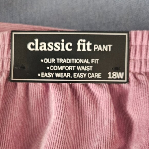 Alfred Dunner 18W Corduroy Pants Light Pink Rose Pull On Elastic Waist Pants - Picture 6 of 8
